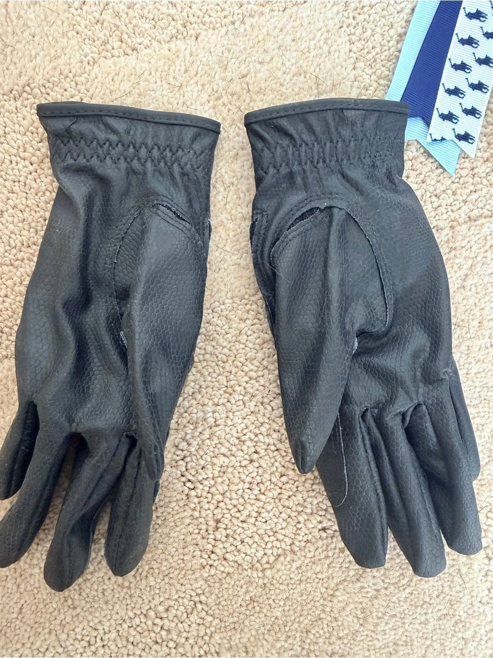 Equestrian riding gloves and 2 sets of Ribbon/ Hair Bows